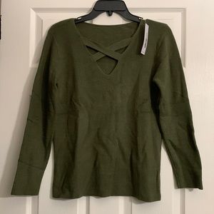 Olive green front cross sweater